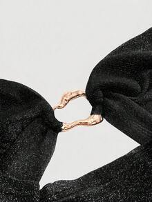 ROMWE Y2K 女款性感露背垂領亮片面料綁帶細肩帶背心上衣，無袖襯衫，適合夜店、情人節、音樂節、演唱會、度假 - 黑色 - 查看 3