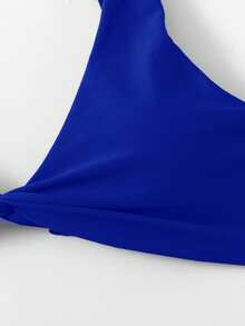 Swim Basics Solid Color Minimalist Design Summer Beach Bikini Top - Royal Blue - View 4