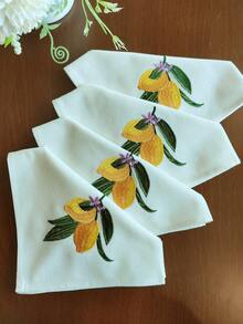 Cirelle 1/2/4入 新鮮檸檬刺繡布餐巾，米色棉麻可重複使用布餐巾，多用途晚餐餐巾/餐墊，適用於廚房餐桌、節日、派對、婚禮、農舍風格用餐與居家裝飾 - 黃色 - 查看 15