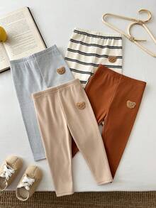 LMoss Kids Bộ 4 món đồ mặc thường ngày dệt kim trơn kẻ sọc cho bé trai - Nhiều màu - Xem 4