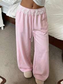 DAZY Women's Loose Pleated Solid Color Casual Sweatpants, Spring - Pink - View 7