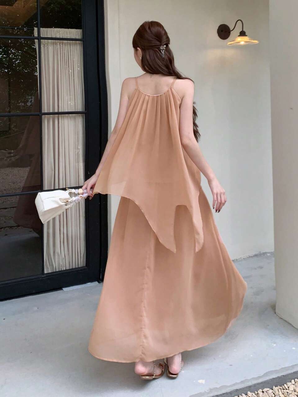 Casual Flowy Romantic Camisole & Flared Skirt 2 Pieces Set For Women, Spring/Summer