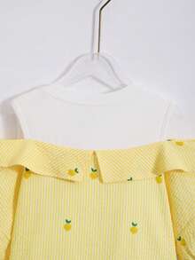 Tween Girls Colorblock Striped & Lemon Print Twist Hem Blouse, Suitable For Vacation, Spring & Summer - Multicolor - View 8