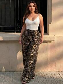 Hourglow Estampa de Onça Plus Size para Uso Casual Diário e Visual Relaxado de Férias - Castanho - Visão 4