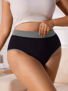 SHEIN 4 Pack Plus Size Women Seamless Contrast Binding Thong Panties - Multicolor - View 4