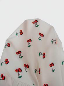 SHEIN Genkimix Kids 2pcs/Set Tween Girls Summer Cute White Floral Vacation Holiday Off Shoulder Adjustable Strap Patchwork Cake Hem Dress,Cherry Print,Daisy Plaid Dress - Multicolor - View 6