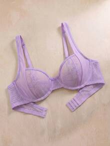SHEIN Sheer Unpadded Bralette - Purple - View 3