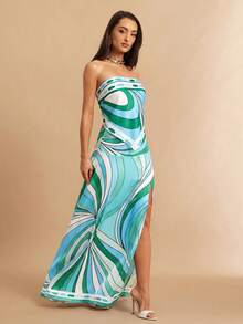 Silquee Women's Colorful Striped Strapless Sleeveless Tank Top, Suitable For Holiday/Vacation, Spring/Summer - Multicolor - View 5