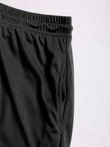 Gym Rark Men's Casual Letter Print Drawstring Waist Pocket Sports Shorts, Gym, Holiday - Black - View 4