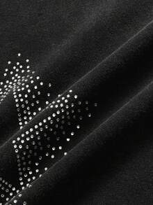 ROMWE MEN Street Life Men's Street Style Rhinestone Shiny Star Pattern Round Neck Short Sleeve T-Shirt - Black - View 5
