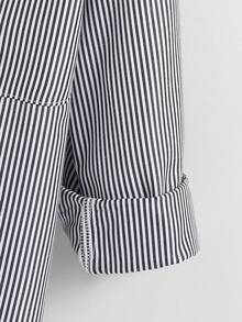 SHEIN Tween Girl Striped Lightweight Sun Protection Shirt, Spring & Summer,Holiday,Summer,Travel - Grey - View 4