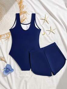 SHEIN Đồ một mảnh Con gái - Màu xanh hải quân - Xem 2