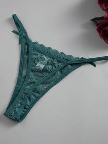 SHEIN 12 件/包 女士浪漫蕾丝丁字裤，多种颜色可选，性感时尚内衣 - 彩色 - 查看 7