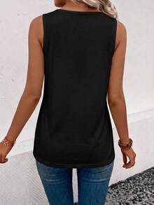 EMERY ROSE Women's Leopard Print Heart Graphic V-Neck Casual Sleeveless Tank Top, New Arrival Spring/Summer - Black - View 2