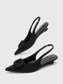 CUCCOO BIZCHIC Sepatu Wanita Musim Semi dan Musim Panas Terbaru, Sepatu Suede Hitam Berujung Lancip, Sepatu Retro untuk Berkomuter, Kencan Sehari-hari, Sepatu Serbaguna untuk Tempat Kerja - Hitam D - View 5
