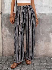 Brillora Women's Elegant Romantic Elastic Waist Pants, Suitable For Spring And Summer - Black - View 4