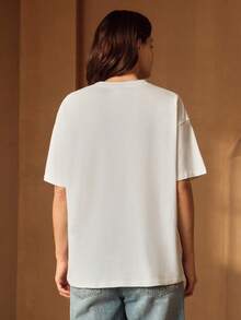 Anewsta Women's Loose Fit Rhinestone Embellished Round Neck T-Shirt, Fresh Summer Style Everyday White Basic Casual - White - View 2