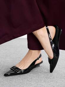 CUCCOO BIZCHIC 女鞋 春夏波點網面拼接扣帶後跟三尖頭縫線高跟鞋，復古網面漆皮，女款高跟涼鞋 約會通勤購物宴會派對度假禮物 - 黑色1 - 查看 11