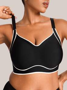 Barelissa Plus Size Women Wireless Minimalist Bra - Black - View 4
