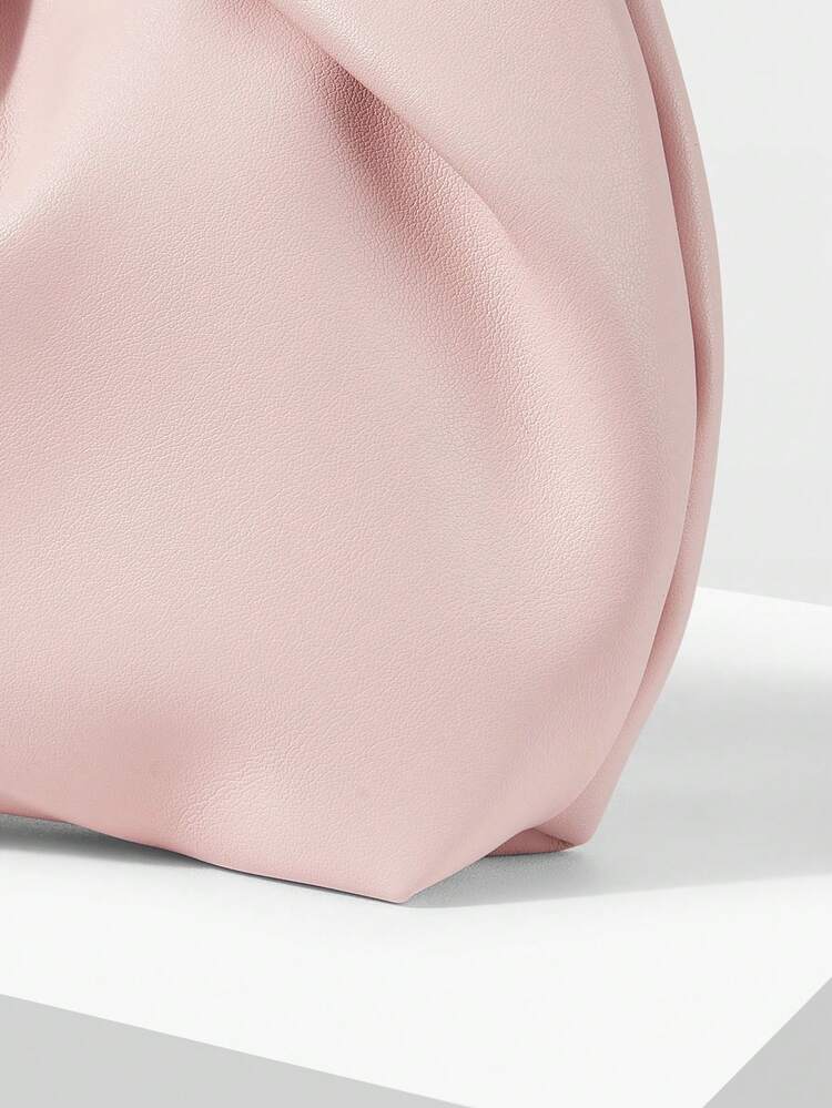 WOMEN'S FASHIONABLE SOFT PLEATED HANDBAG, EXQUISITE GOLD HANDLE, FRESH LIGHT PINK, SUITABLE FOR DAILY, COMMUTING, SHOPPING, DATING MATCHING