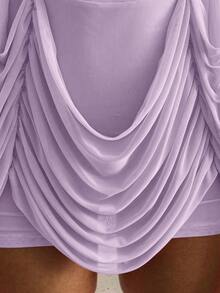 Mistrie Vestido halter con escote sexy para mujer, renacimiento Y2K, estilo dulce y picante, tela transparente, vestido con hombros descubiertos, vestido halter, diseño sexy con recortes, tela de gasa transparente, look de vacaciones, moda 2026, | Ropa, diseño asimétrico con flecos, adecuado para vestido de vacaciones en la playa - Morado - Ver 7