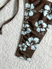 Soleia Summer New Beach Vacation Party Afternoon Tea Floral Print Micro Triangle Side Ruched 3-Piece Swimwear Set For Women, Floral Print Bikini Swimwear. Search: Polka Dot Bikini, Polka Dot Swimwear - Multicolor - View 5