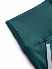 SHEIN Cheerettes Solid Color High Waist Seamless Sports Shorts - Green - View 8