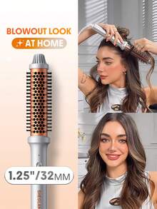 SHEGLAM HAIR Brosse chauffante It-Curl, brosse à boucler 32 mm, brosse chauffante volumisante pour racines et boucles souples, brosse lissante ionique, dents de peigne composites améliorées, fonction ionique négative, 2 niveaux de température, soin des cheveux sans les abîmer, brosse chauffante à chauffage rapide idéale pour les salons de coiffure. Cadeau Rose Se maquiller Plage Festivals Soins capillaires Y2K Vacances Été Accessoires pour cheveux rentrée scolaire Maison - Prise de type UE C (220-240 V) - Voir 2