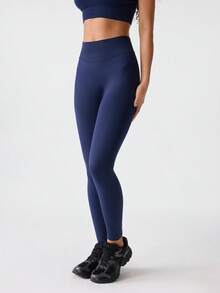 1pc Women's Casual Outdoor Yoga Fitness Running Shaping Tights, Christmas Outfit Women High Waist Shapewear, Slimming Waist Belt Leggings, Women Skinny Pants, Shaping & Slimming - Navy Blue - View 5