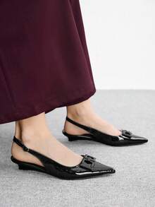 CUCCOO BIZCHIC 女鞋 春夏波點網面拼接扣帶後跟三尖頭縫線高跟鞋，復古網面漆皮，女款高跟涼鞋 約會通勤購物宴會派對度假禮物 - 黑色1 - 查看 9