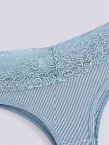 Loungeista 5pcs/Pack Random Color Lace Waist Women's Comfortable Minimalist Briefs - Multicolor - View 4