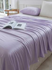 1pc Polyester Fiber  Cooling Blanket,Comfortable And Breathable Polyester For Summer, Suitable For Bedroom, Home Decor - Purple - View 1