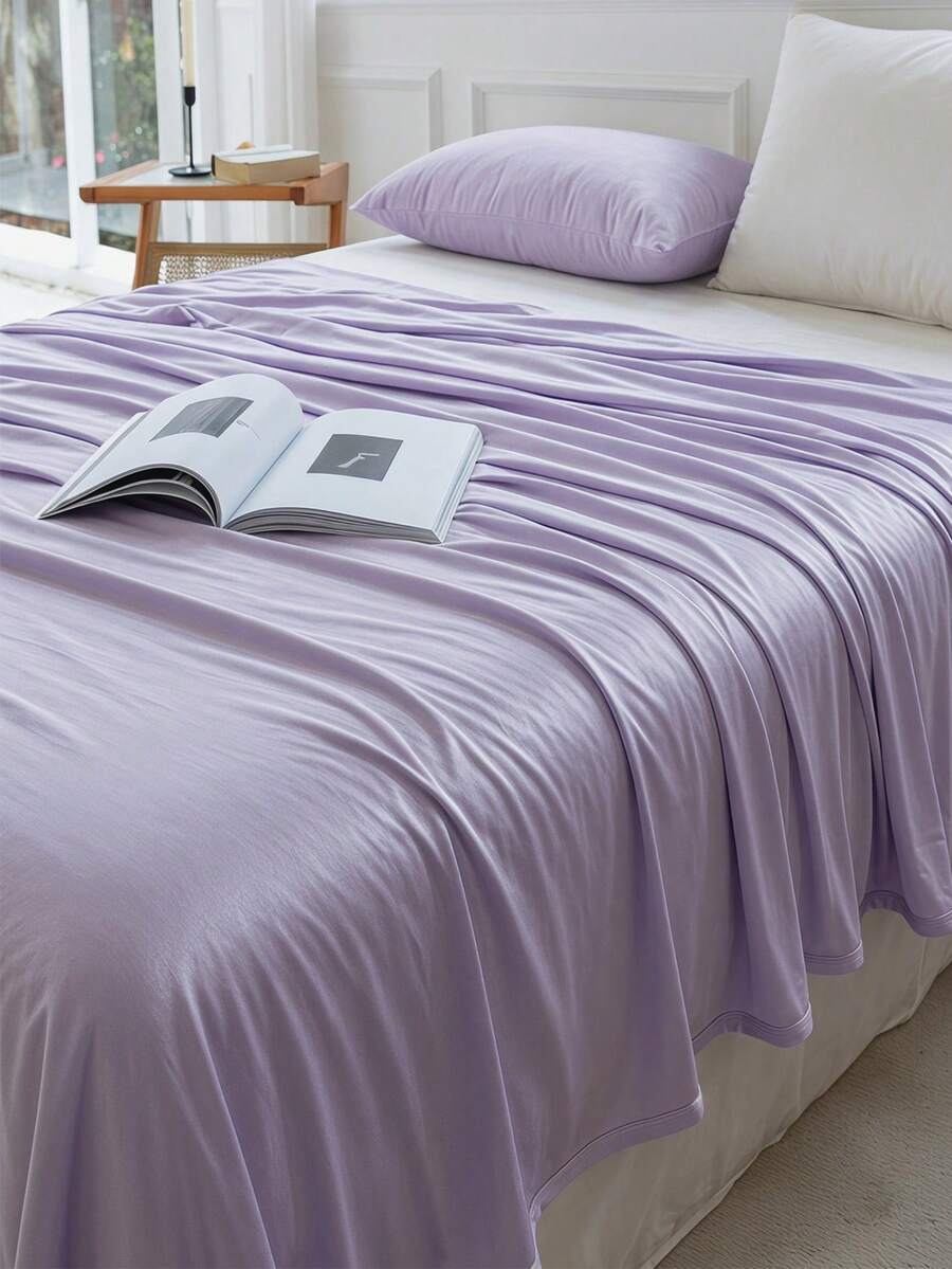 1pc Polyester Fiber  Cooling Blanket,Comfortable And Breathable Polyester For Summer, Suitable For Bedroom, Home Decor - Purple - View 1