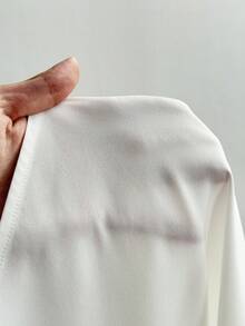 Elenzga 大尺碼女款不對稱領多功能優雅水鑽裝飾短袖襯衫，適合上班、夏季穿著、畢業季 - 白色 - 查看 9