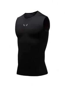 Gym Rark 2pcs/Set Camiseta de tirantes deportiva versátil con estampado de alas y cuello redondo para hombre, casual, para gimnasio y vacaciones - Negro - Ver 3