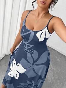 Elenzga Plus Size Women Elegant Fashion Versatile Casual Commute Long Printed Knit Dress - Multicolor - View 6