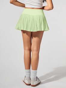 Fluxe 纯色褶皱针织运动短裙 - 薄荷綠 - 查看 4