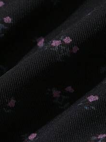 DAZY 甜美碎花無袖收腰短洋裝，女款夏季睡裙睡衣 - 黑色 - 查看 6