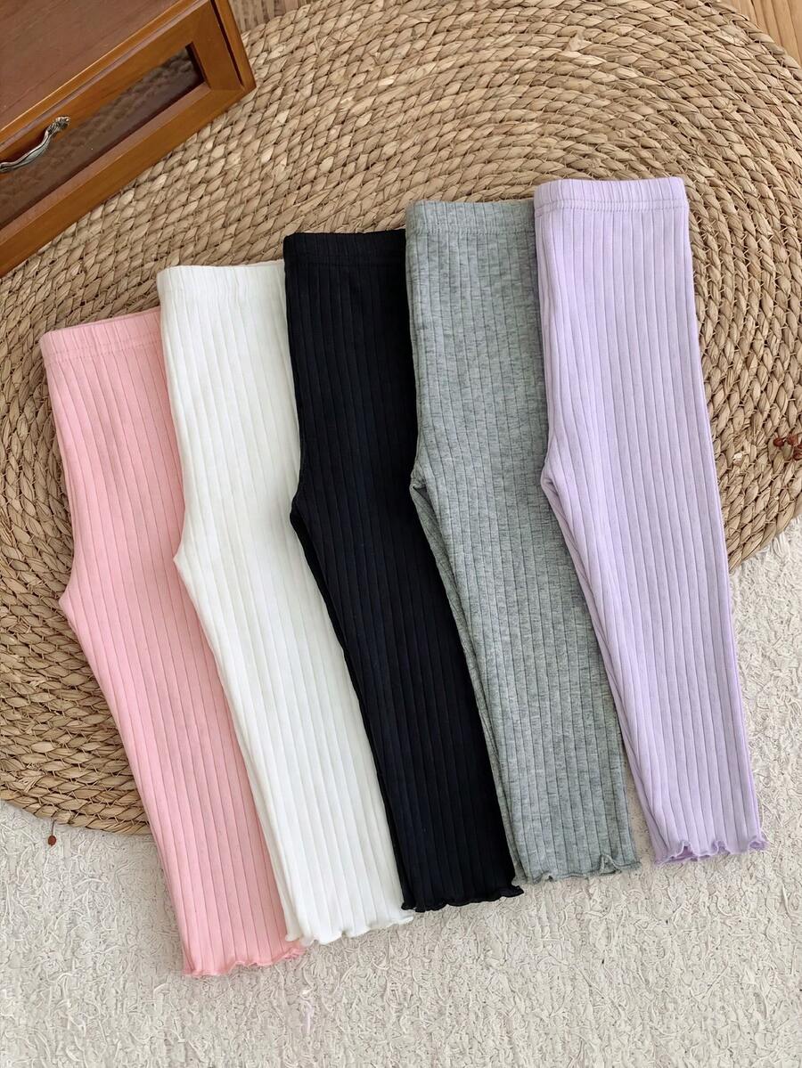 LMoss Kids 5 buah Legging Rajut Kasual Warna Polos untuk Bayi Perempuan - Grey - View 1