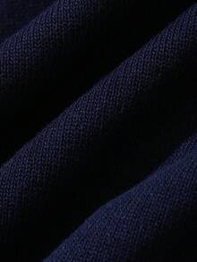 Dazy Plus Solid Color Polo Collar Fitted Short Sleeve Knit Top, Spring/Summer/Autumn - Navy Blue - View 3