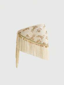 ROMWE Y2K Retro Sexy Vintage Beaded Embroidery Patchwork Tassel Hem Wrap Skirt - Khaki - View 2