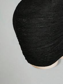 SHEIN ICON 女款素色抓皺時尚約會派對迷你抹胸洋裝 - 黑色 - 查看 6