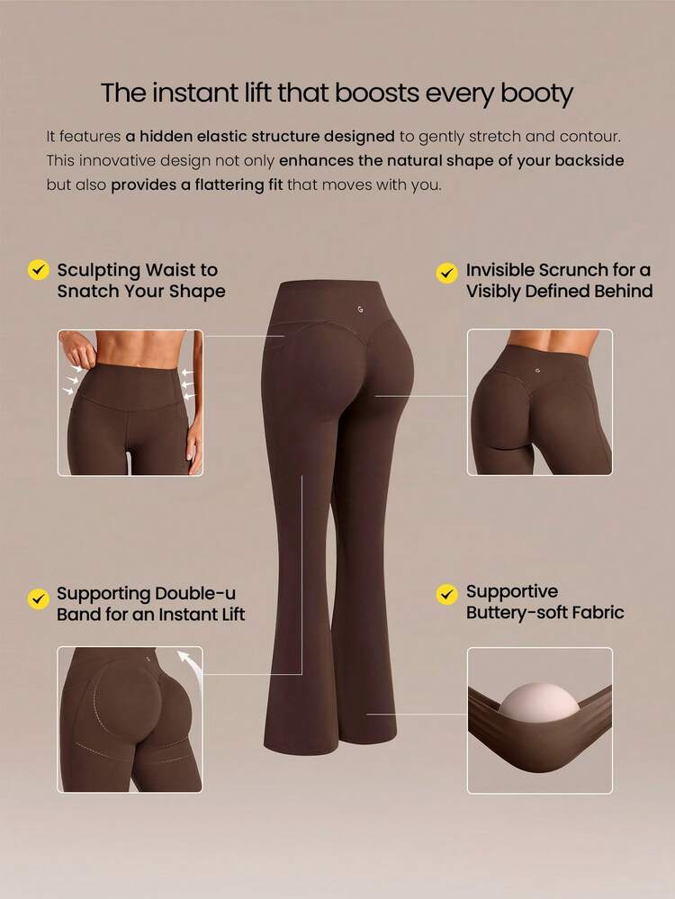 31" Peakbum-Lift FeatherFit™-Sculpt Butt-Lifting Tummy Control Flare Leggings With Side Pockets Training Running Workout Gym Fitness Wear