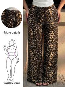 Hourglow Estampa de Onça Plus Size para Uso Casual Diário e Visual Relaxado de Férias - Castanho - Visão 3