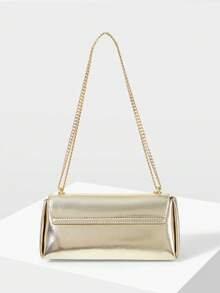 MOTF PREMIUM LADIES SHOULDER BAG, EXQUISITE AND SIMPLE GOLD FLIP MESSENGER BAG, SUITABLE FOR GIRLS, LADIES, SCHOOL, DAILY COMMUTING, DATING, PARTIES, MATCHING - Light gold - View 4