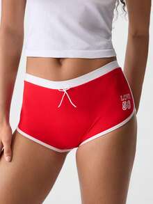 Loungeista Women's Casual Simple Style Knit Boyshort Panties - Red - View 1