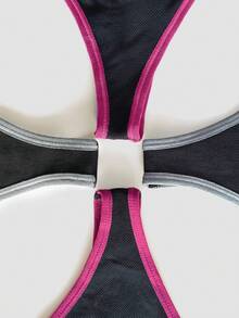 SHEIN 4 Pack Plus Size Women Seamless Contrast Binding Thong Panties - Multicolor - View 5