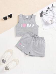 SHEIN Young Girl' Casual Loose Solid Color 2 Pieces Set - Grey - View 3