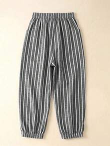 Linhara Plus Size Women Vacation Casual Elastic Waist Striped Pants With Pockets Belt For Casual And Versatile Look Casual Daily Wear,Summer Vacation Pant,Blue & White Striped Pant Beach Outfits For Women Beach Pants Going Out Outfits Vacation - Black - View 2