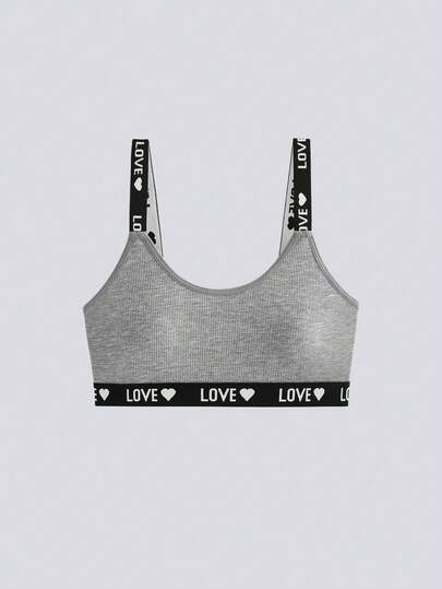Loungeista Women Letter Print Comfortable Casual Bra Underwear Without Padding For Everyday Wear